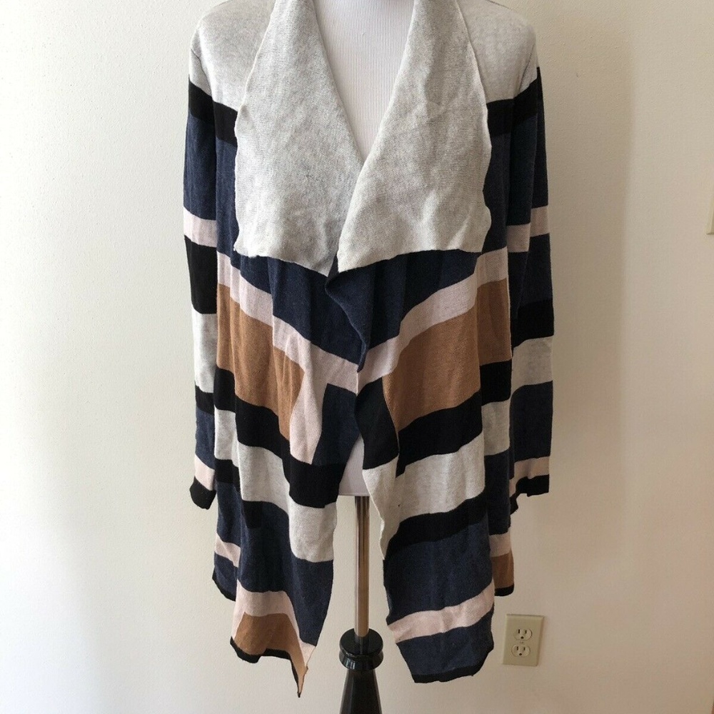 INC beige, navy, black, tan open front sweater